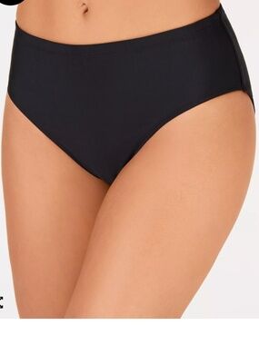 Women's Island Escape Black Mid-waist Bikini Bottoms, 12